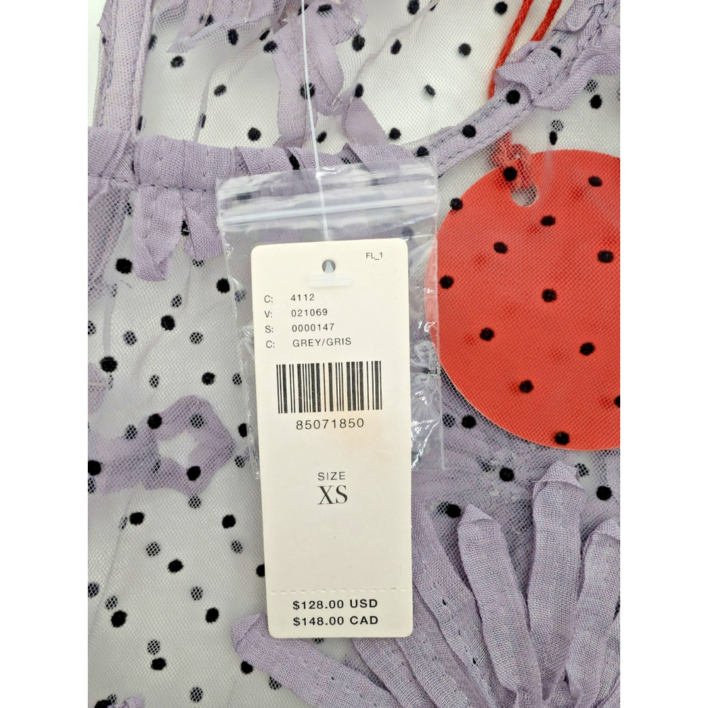 NWT ANTHROPOLOGIE Eva Franco Polka Dot Sheer Puff Sleeve Blouse Top Purple XS - Picture 7 of 9